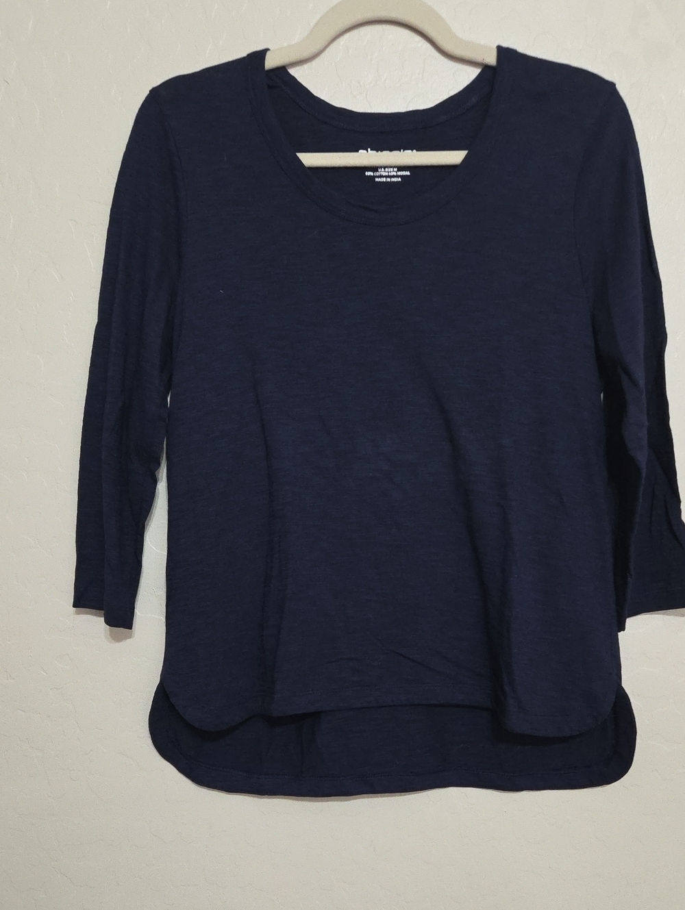 Chico's Navy 3/4 Sleeve Scoop Neck Tee